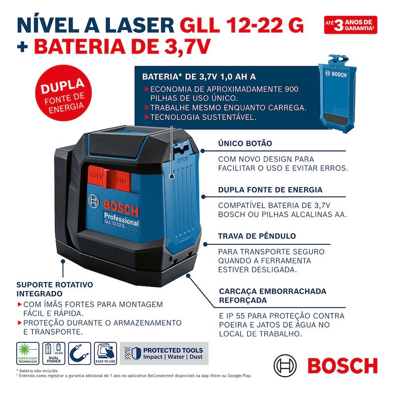 NIvel-a-Laser-verde-Bosch-GLL-12-22-G--12m-suporte-giratOrio-S16607