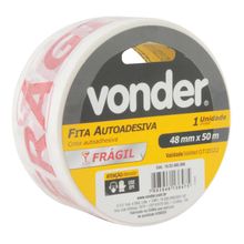 Fita Adesiva Impressa com FRÁGIL 48 mm x 50 m Branca